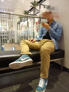 「NIKE（ナイキ）のアイテム（シューズ、ブルー系）」を使った、TLさん（メンズ・175cm）の秋コーディネート