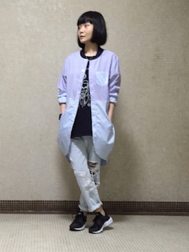 「blue」｜「アイテム（その他アウター）」を使った、Meeshellさん（レディース・160cm）の春コーディネート