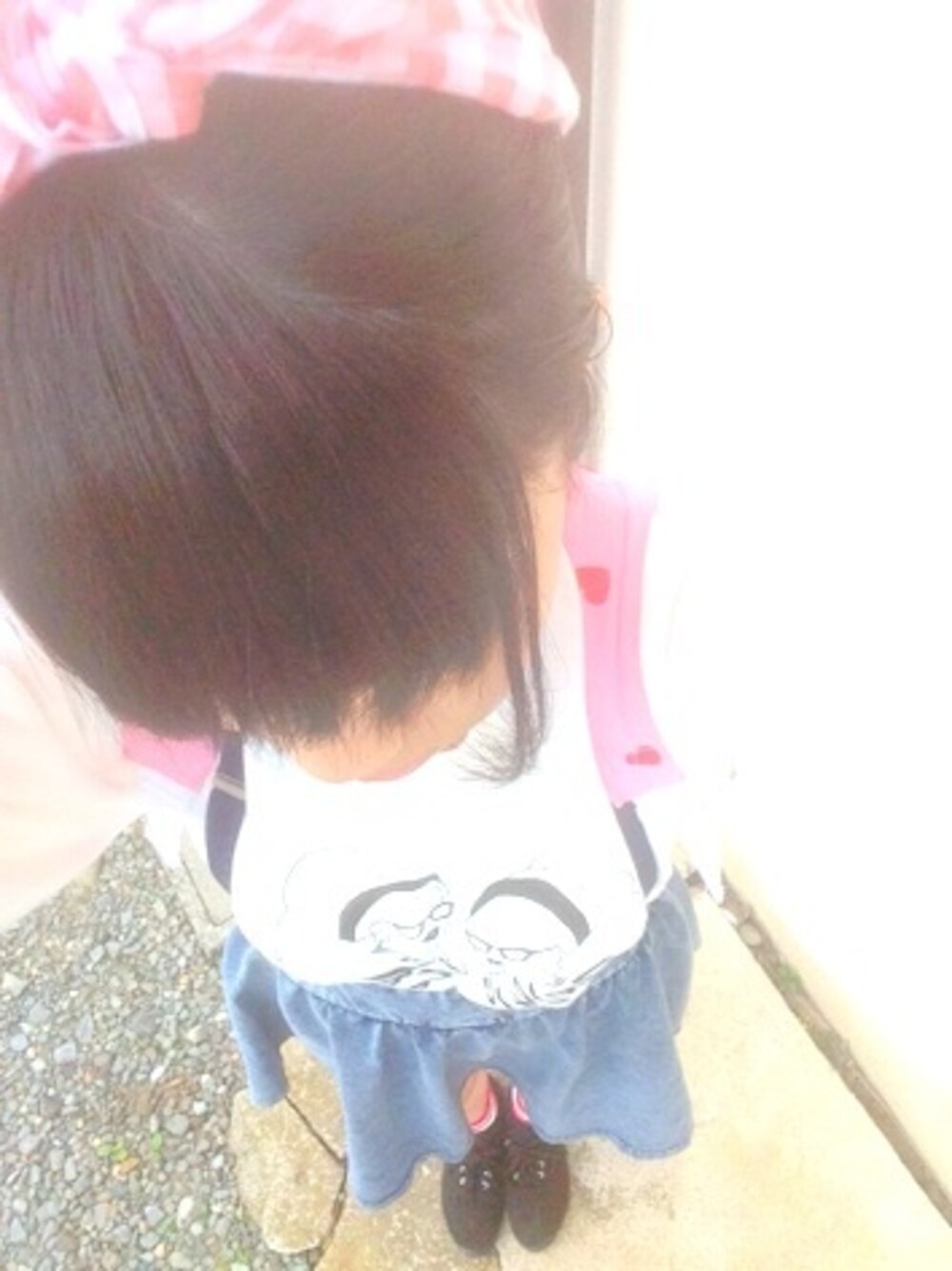 「＃デニム、# g.u.、#  春、#WEGO、# WEGO、# white」｜「WEGOのWEGO/ギンガムターバン（ヘアバンド、ピンク系）」を使った、はづきちさん（レディース・163cm）の春コーディネートの1枚目の写真