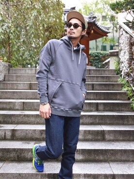 「meanswhile（ミーンズワイル）のアイテム（帽子）」を使った、shota imanakaさん（メンズ・175cm）の秋コーディネート