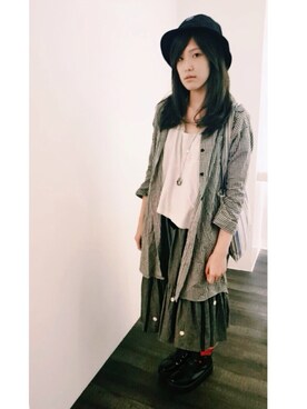 「gray」｜「アイテム（ピーコート）」を使った、Zoe Luanさん（レディース・168cm）の秋コーディネート