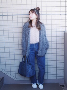 「切りっぱなし」｜「アイテム（その他アウター）」を使った、大田くるみさん（レディース・147cm）の冬コーディネート
