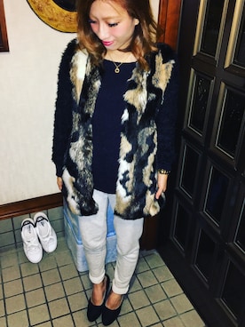 「黒ニット」｜Misaki さん（レディース・148cm）の秋コーディネート