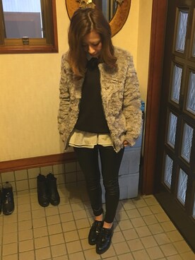 「H&M DIVIDED（エイチアンドエム　ディヴァイデッド）のアイテム（その他アウター）」を使った、Misaki さん（レディース・148cm）の冬コーディネート