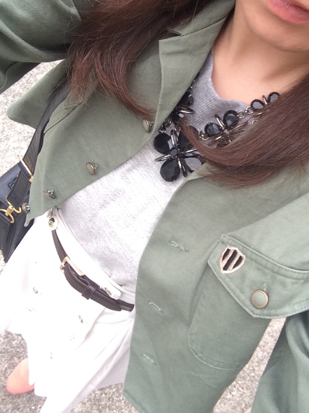 「dazzlinのアメフトCLUBシャツ（シャツ/ブラウス、グリーン系）」を使った、yukkii27さん（レディース・161cm）の春コーディネートの1枚目の写真