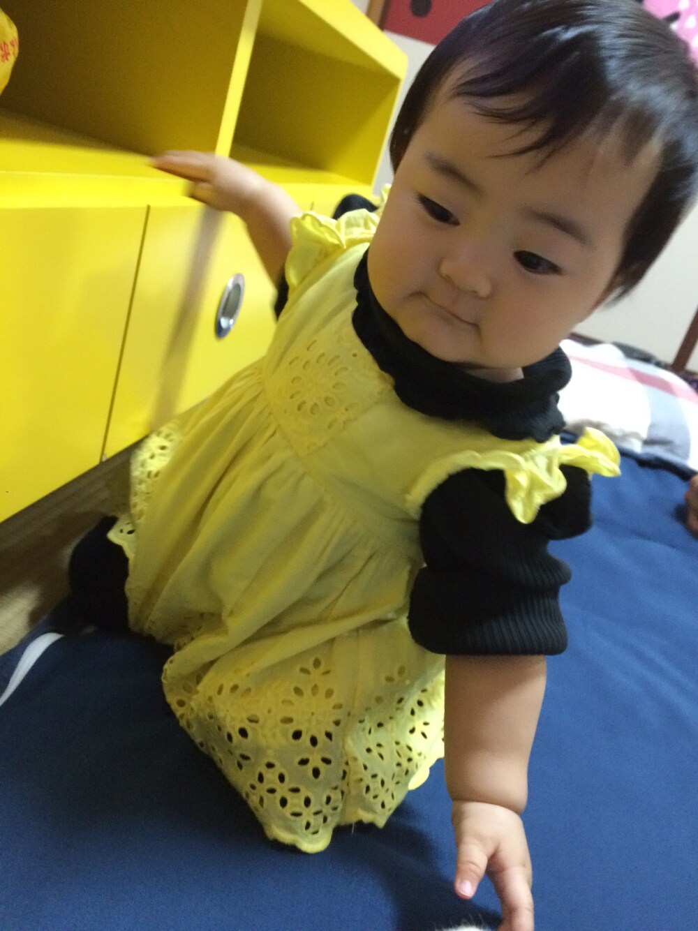 「baby、ベビー服、ベビーコーデ、西松屋、next baby、しまむら」｜「nextのアイテム（ワンピース、イエロー系）」を使った、yukkii27さん（レディース・161cm）の秋コーディネートの1枚目の写真