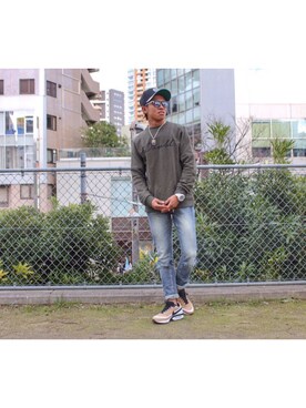 「DOWBL（ダブル）のアイテム（スウェット）」を使った、TAISEIさん（メンズ・171cm）の春コーディネート