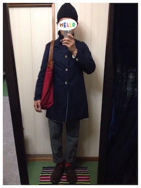 「トリッカーズ」｜「アイテム（ステンカラーコート）」を使った、ryoutaさん（メンズ・168cm）の秋コーディネート