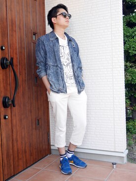 「THREE BLIND MICE（スリーブラインドマイス）のアイテム（その他アウター）」を使った、mackeyさん（メンズ・170cm）の春コーディネート