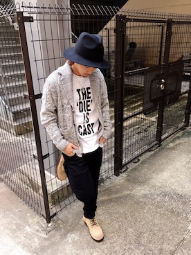 「JACKROSE（ジャックローズ）のハイパーストレッチ立体加工カラーパンツ（デニムパンツ）」を使った、tsubasa183さん（メンズ・165cm）の秋コーディネート