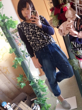 「テーパードデニム」｜みくこさん（レディース・155cm）の冬コーディネート