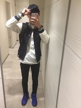 「URBAN RESEARCH（アーバンリサーチ）のアイテム（スタジャン）」を使った、よっぴさん（メンズ・173cm）の秋コーディネート