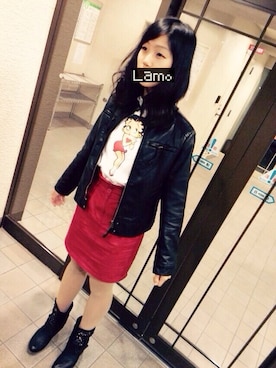 「アイテム（ライダースジャケット）」を使った、\  Lam*  /さん（レディース・166cm・10代）の秋コーディネート