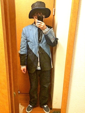 「soe（ソーイ）のアイテム（スウェット）」を使った、redramenman(元)さん（メンズ・178cm）の秋コーディネート