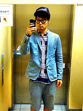 「トイレから失礼しやす」｜「アイテム（キャップ）」を使った、redramenman(元)さん（メンズ・178cm）の夏コーディネート