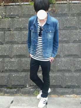 「COMME CA ISM（コムサイズム）のアイテム（デニムジャケット）」を使った、hiroさん（メンズ・171cm）の春コーディネート