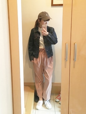 「flower」｜「アイテム（デニムジャケット）」を使った、yuyu☺︎さん（レディース・156cm）の春コーディネート