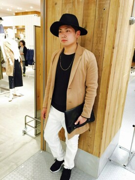 「GLOBAL WORK（グローバルワーク）のフェルトロングブリムハット/705078（ハット）」を使った、yuutaさん（メンズ・175cm）の春コーディネート