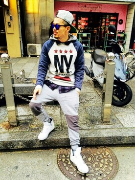 「BLACK SCALE（ブラックスケール）のアイテム（帽子）」を使った、SayYahhさん（メンズ・173cm）の冬コーディネート