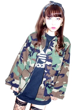 「A.D.G（エーディージー）のアイテム（ミリタリージャケット）」を使った、A.D.Gさん（レディース・150cm）の春コーディネート