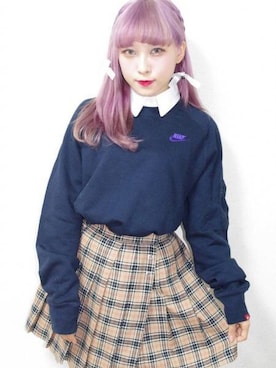 「A.D.G（エーディージー）のアイテム（スウェット）」を使った、A.D.Gさん（レディース・150cm）の冬コーディネート