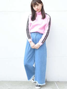 「A.D.G（エーディージー）のアイテム（スウェット）」を使った、A.D.Gさん（レディース・150cm）の春コーディネート