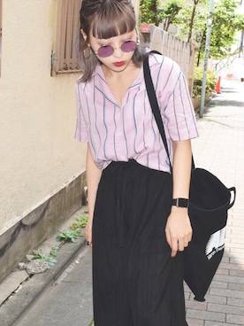 「アイテム（ファッション雑貨、パープル系）」を使った、A.D.Gさん（レディース・150cm）の夏コーディネート