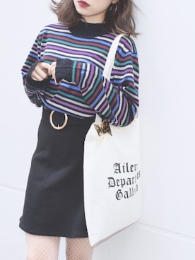 「ボーダーニット」｜A.D.Gさん（レディース・150cm）の秋コーディネート