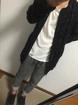 「Yohji Yamamoto（ヨウジヤマモト）のアイテム（ブルゾン）」を使った、xxIRIxxvさん（メンズ・162cm）の秋コーディネート