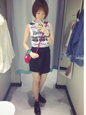 「アイテム（エコバッグ/サブバッグ、レッド系）」を使った、_KaKeyさん（レディース・159cm）の春コーディネート