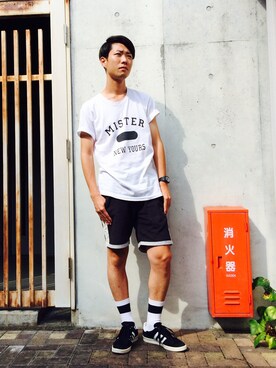 「膝上ショーツ」｜「アイテム（その他）」を使った、masahiro kurahashiさん（メンズ・179cm）の夏コーディネート