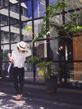 「UNIQLO（ユニクロ）のアイテム（ハット、ホワイト系）」を使った、kaoriさん（レディース）の夏コーディネート