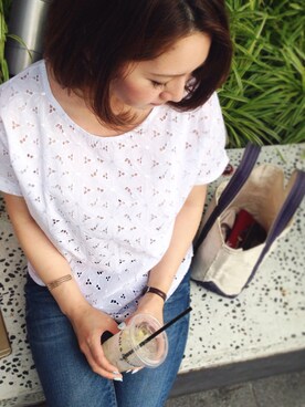 「NETSTAR（ネットスター）のアイテム（Tシャツ/カットソー）」を使った、kaoriさん（レディース・156cm）の夏コーディネート