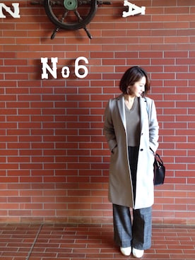 「ユナイテッドアローズ」｜「アイテム（チェスターコート）」を使った、kaoriさん（レディース・157cm）の冬コーディネート