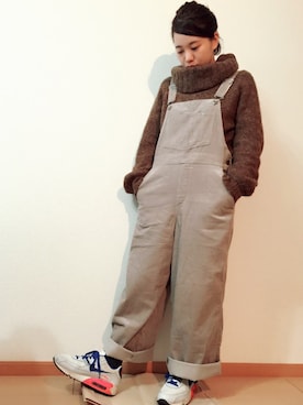 「PAR ICI」｜「アイテム（サロペット/オーバーオール）」を使った、Kiyoさん（レディース・149cm）の冬コーディネート