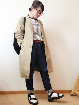 「teva」｜「アイテム（チェスターコート）」を使った、Kiyoさん（レディース・149cm）の春コーディネート