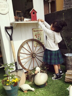 「タータンチェック」｜SERI-NAさん（キッズ・100cm）の春コーディネート