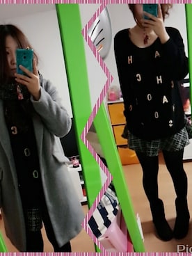 「one way（ワンウェイ）のアイテム（チェスターコート）」を使った、やささん（レディース・163cm）の冬コーディネート