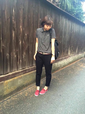 「アイテム（ポロシャツ）」を使った、HONOMIさん（レディース・164cm）の夏コーディネート