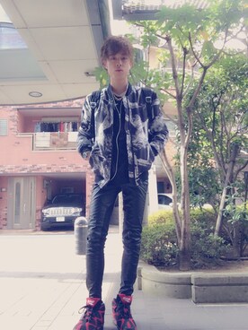 「mode」｜「アイテム（ブルゾン）」を使った、Ryo $himayoshiさん（メンズ・179cm）の冬コーディネート