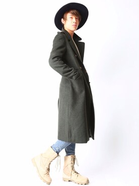 「mode」｜「アイテム（トレンチコート）」を使った、Ryo $himayoshiさん（メンズ・179cm）の冬コーディネート