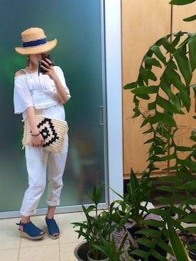 「no brand（ノーブランド）のアイテム（帽子、ベージュ系）」を使った、SUZUさん（レディース・163cm）の秋コーディネート