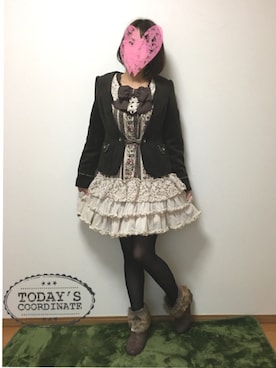 「axes femme（アクシーズファム）のアイテム（ノーカラージャケット）」を使った、みゃひとんさん（レディース・158cm）の秋コーディネート