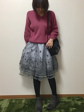 「axes femme（アクシーズファム）のアイテム（ブーティ）」を使った、みゃひとんさん（レディース・158cm）の冬コーディネート