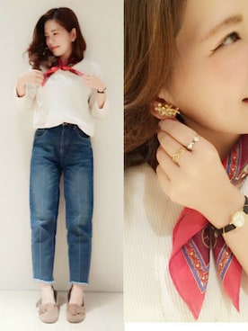 「アイテム（イヤリング）」を使った、ENchan.さん（レディース・152cm）の春コーディネート