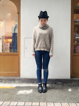 「IZZUE（イズゥー）のアイテム（帽子）」を使った、fayfayさん（レディース・160cm）の春コーディネート