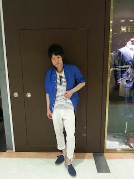 「ネイビー×ホワイト」｜服部さん（メンズ・174cm）の春コーディネート