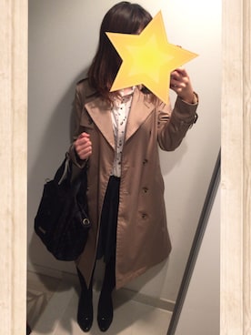「ひざ丈スカート」｜「アイテム（トレンチコート）」を使った、mng129さん（レディース・156cm）の春コーディネート