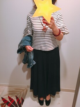「袖フリル」｜「アイテム（デニムジャケット）」を使った、mng129さん（レディース・156cm）の秋コーディネート