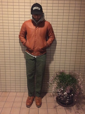 「花見」｜「アイテム（ライダースジャケット）」を使った、Shota   さん（メンズ・171cm）の春コーディネート